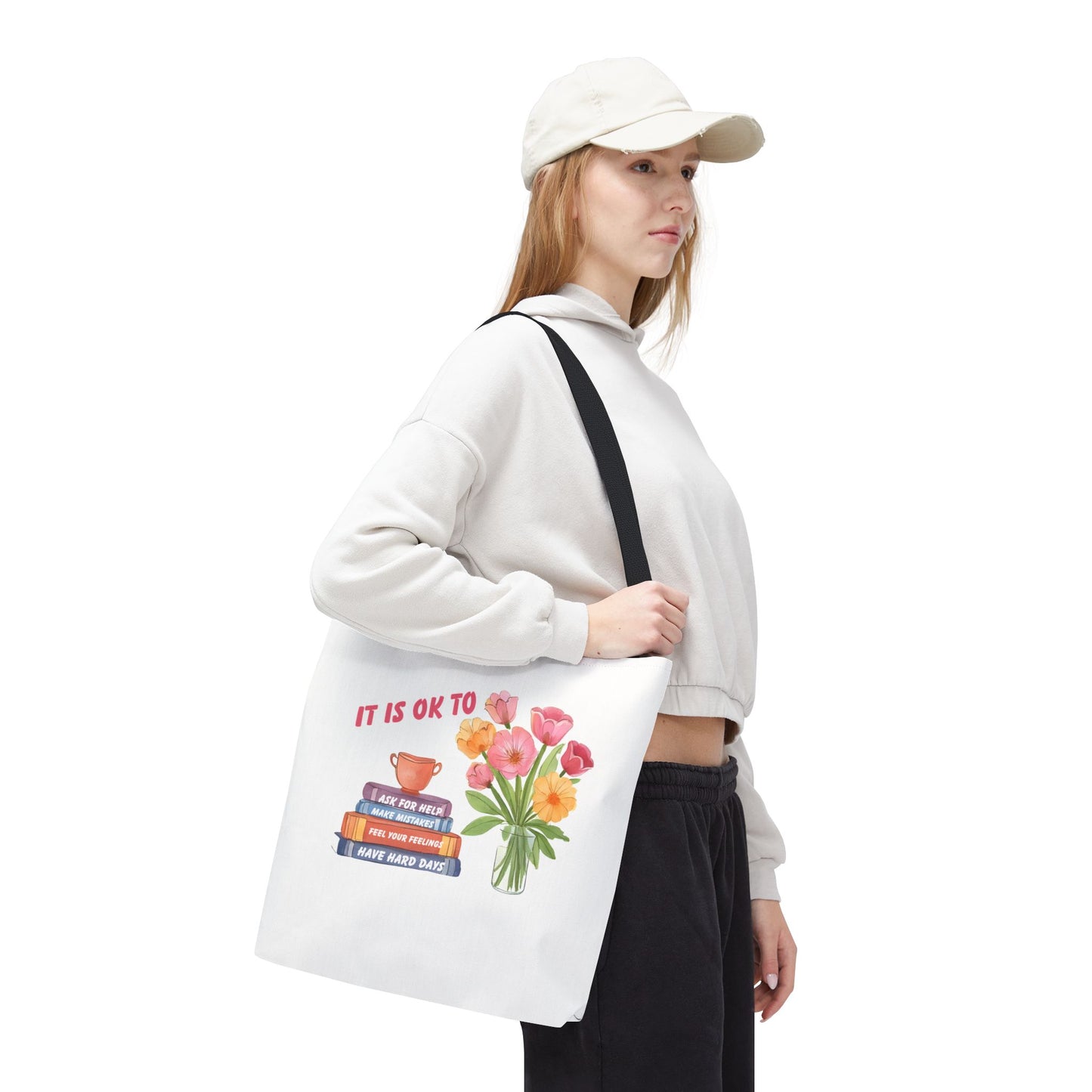 Floral Motivational Tote Bag | Inspirational Gift, Book Lover, Flower Design, Everyday Use, Eco-Friendly