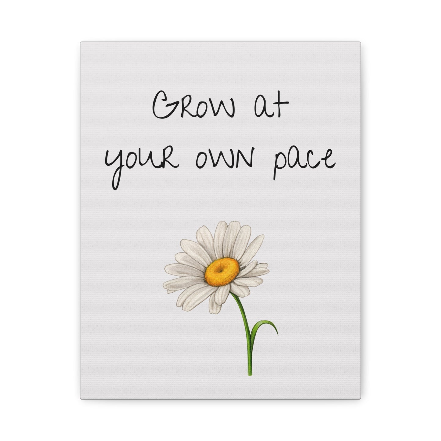 Motivational Canvas Art: "Grow at Your Own Pace" Inspirational Wall Decor, Home Office, Gift for Students, Flower Design