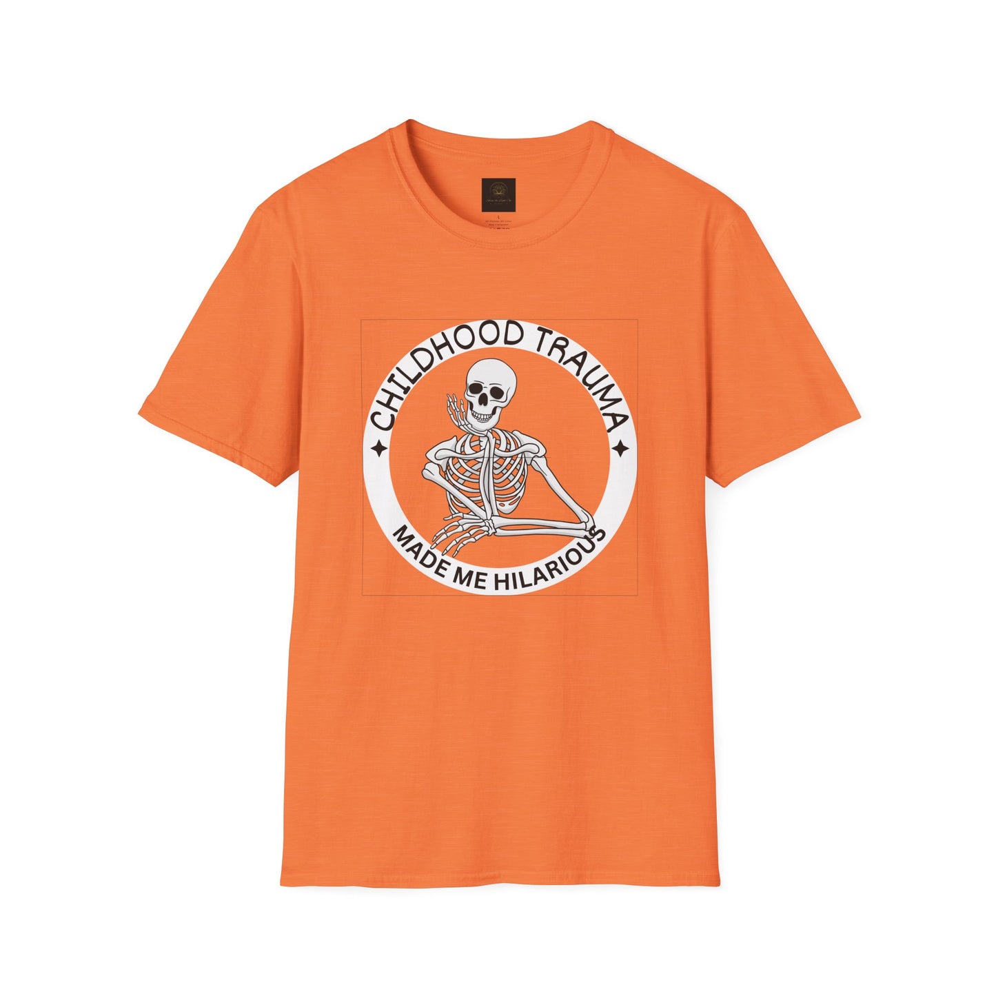 Funny Skeleton T-Shirt - Childhood Trauma Made Me Hilarious, Unisex Softstyle Tee