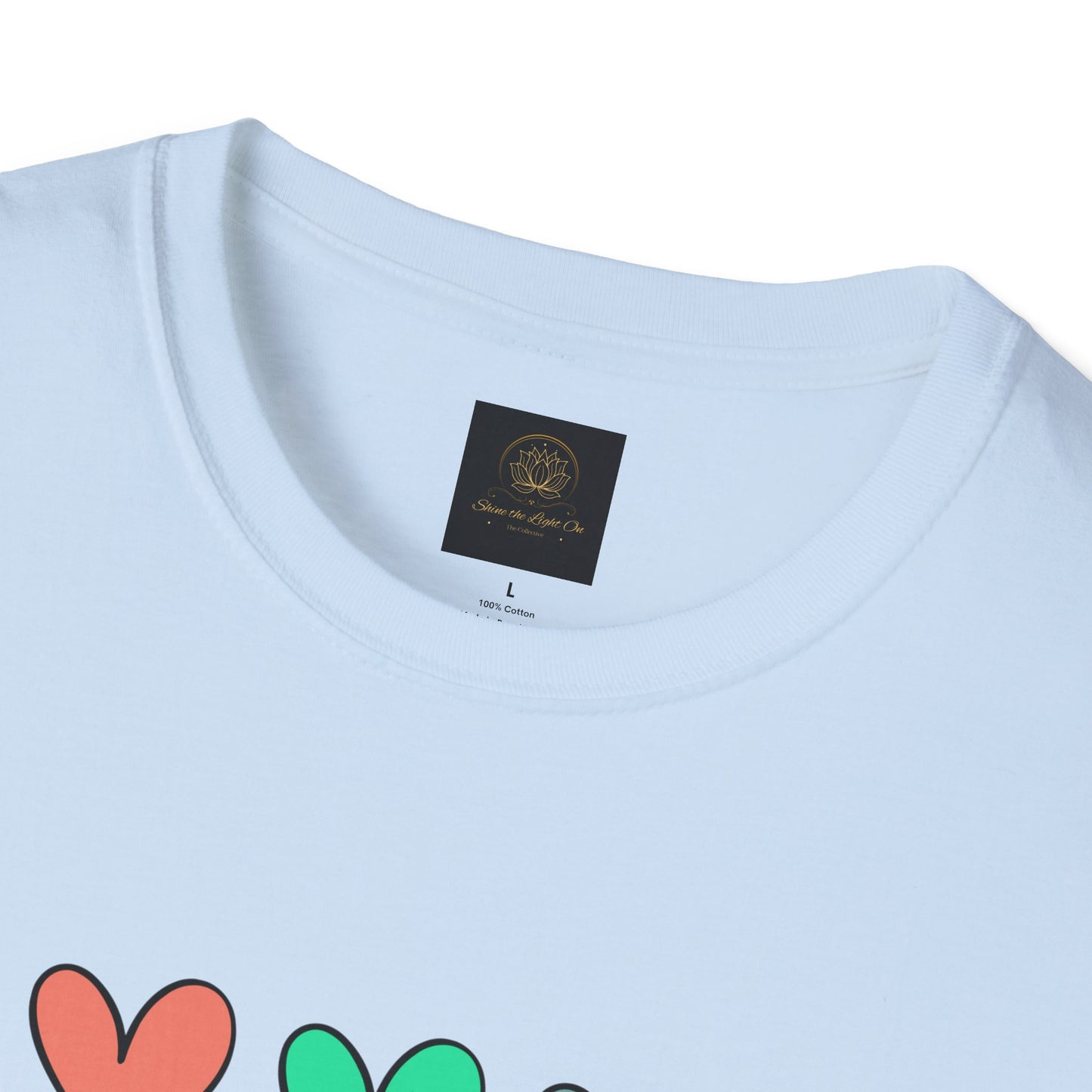 Colorful Heart T-Shirt - One Day at a Time, Cute Casual Tee, Positive Affirmation Clothing, Gift for Friends, Everyday Wear