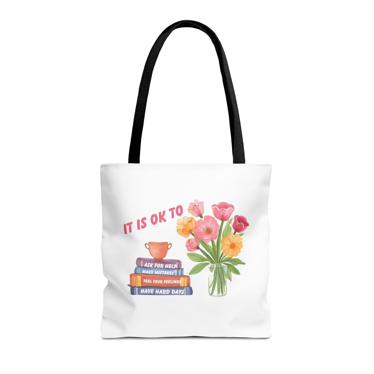 Floral Motivational Tote Bag | Inspirational Gift, Book Lover, Flower Design, Everyday Use, Eco-Friendly