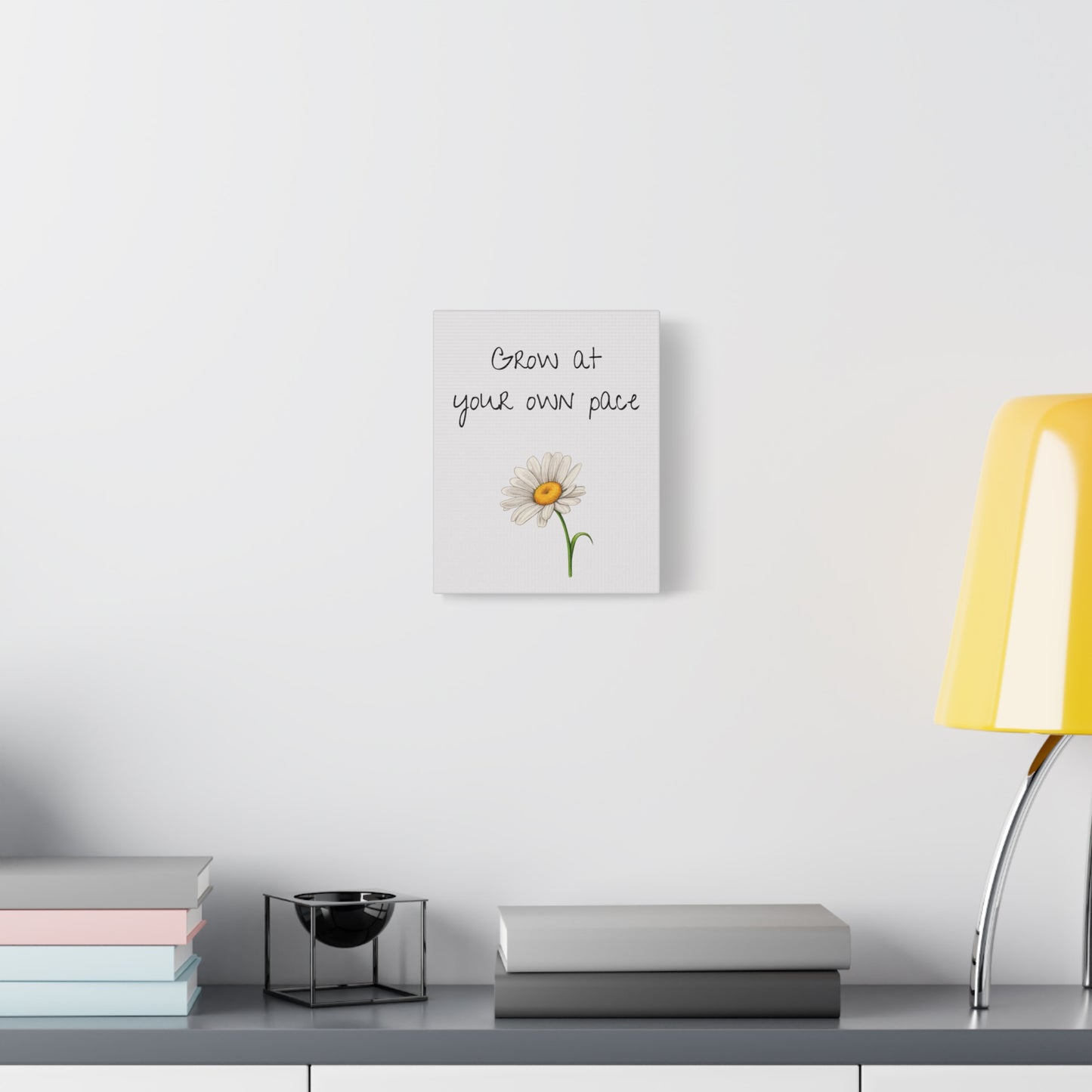 Motivational Canvas Art: "Grow at Your Own Pace" Inspirational Wall Decor, Home Office, Gift for Students, Flower Design