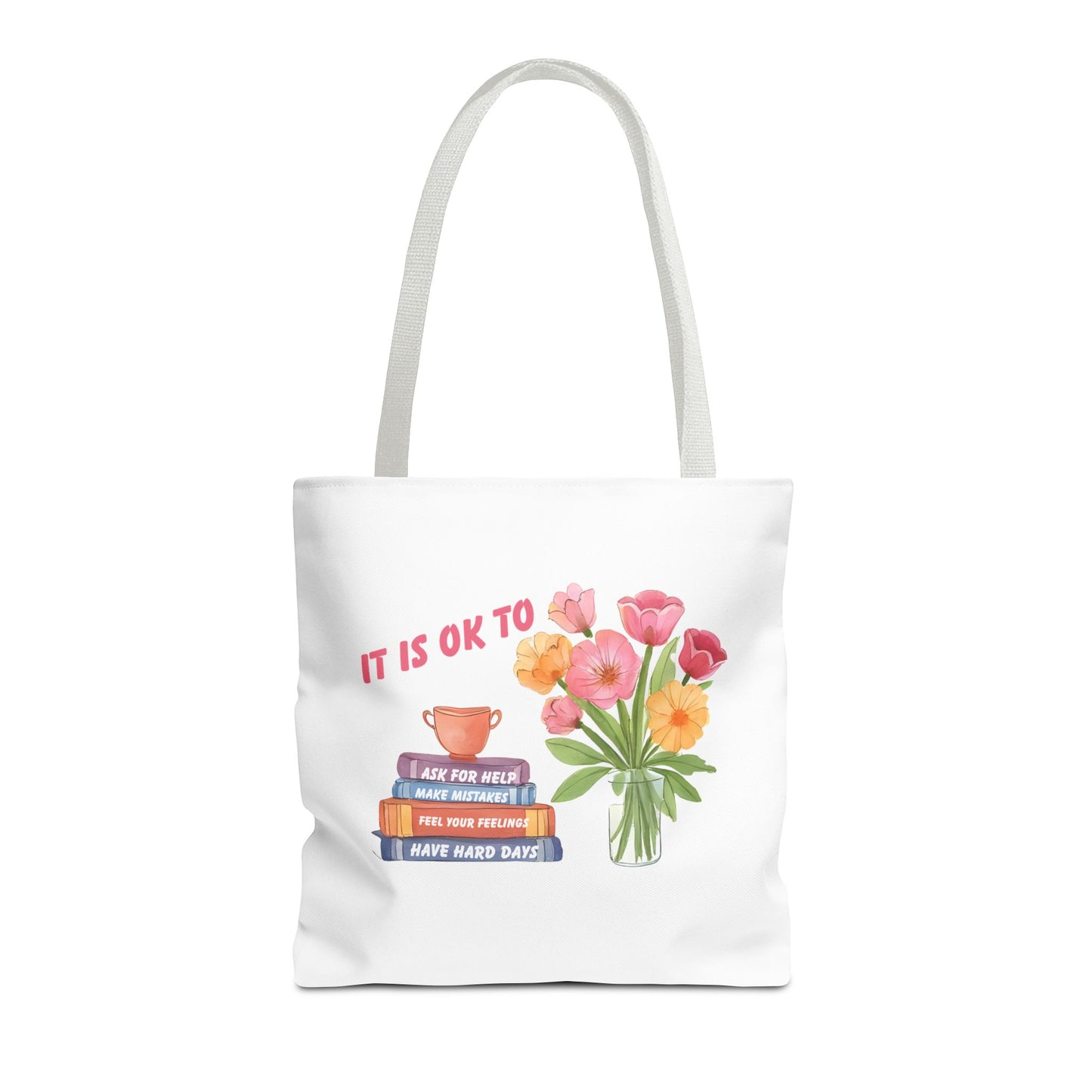 Floral Motivational Tote Bag | Inspirational Gift, Book Lover, Flower Design, Everyday Use, Eco-Friendly