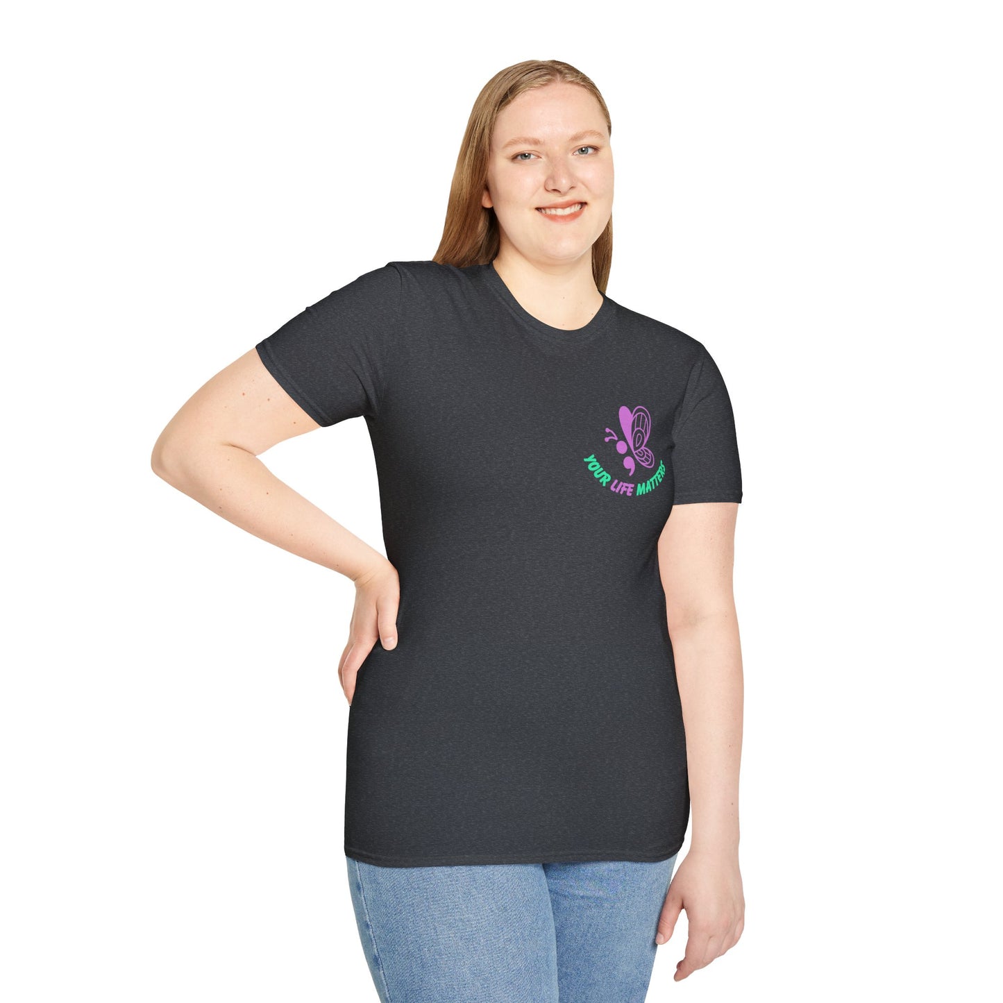 Butterfly Awareness T-Shirt | Unisex Softstyle Tee | No Story Should End Too Soon | Inspirational Gift for Support, Hope, and Remembrance