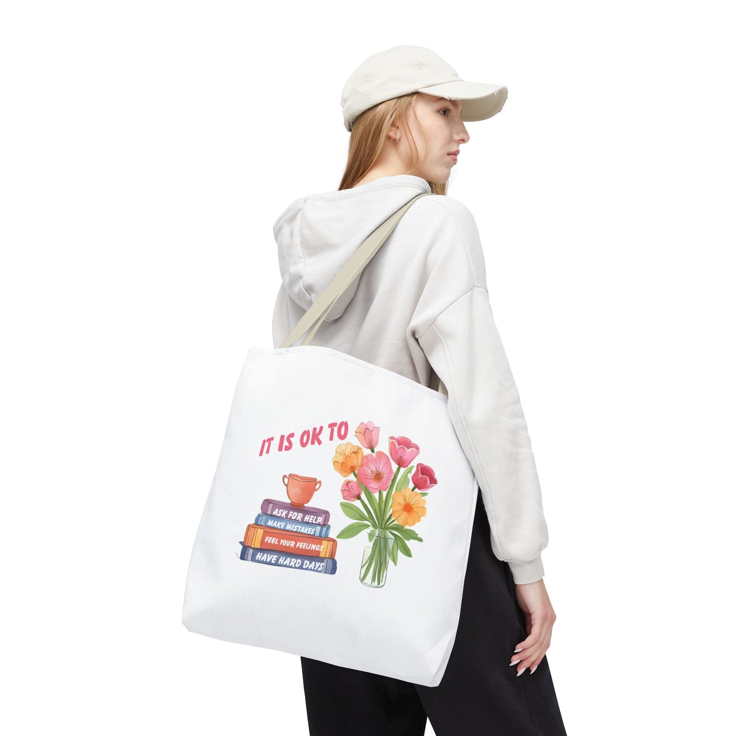 Floral Motivational Tote Bag | Inspirational Gift, Book Lover, Flower Design, Everyday Use, Eco-Friendly