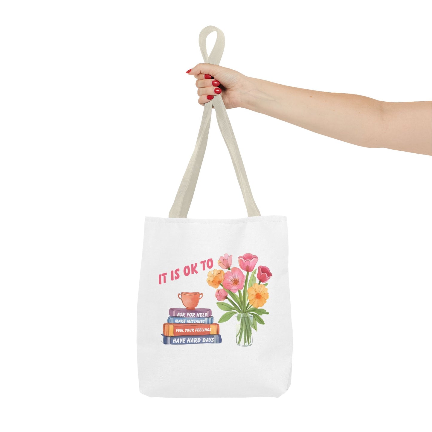 Floral Motivational Tote Bag | Inspirational Gift, Book Lover, Flower Design, Everyday Use, Eco-Friendly