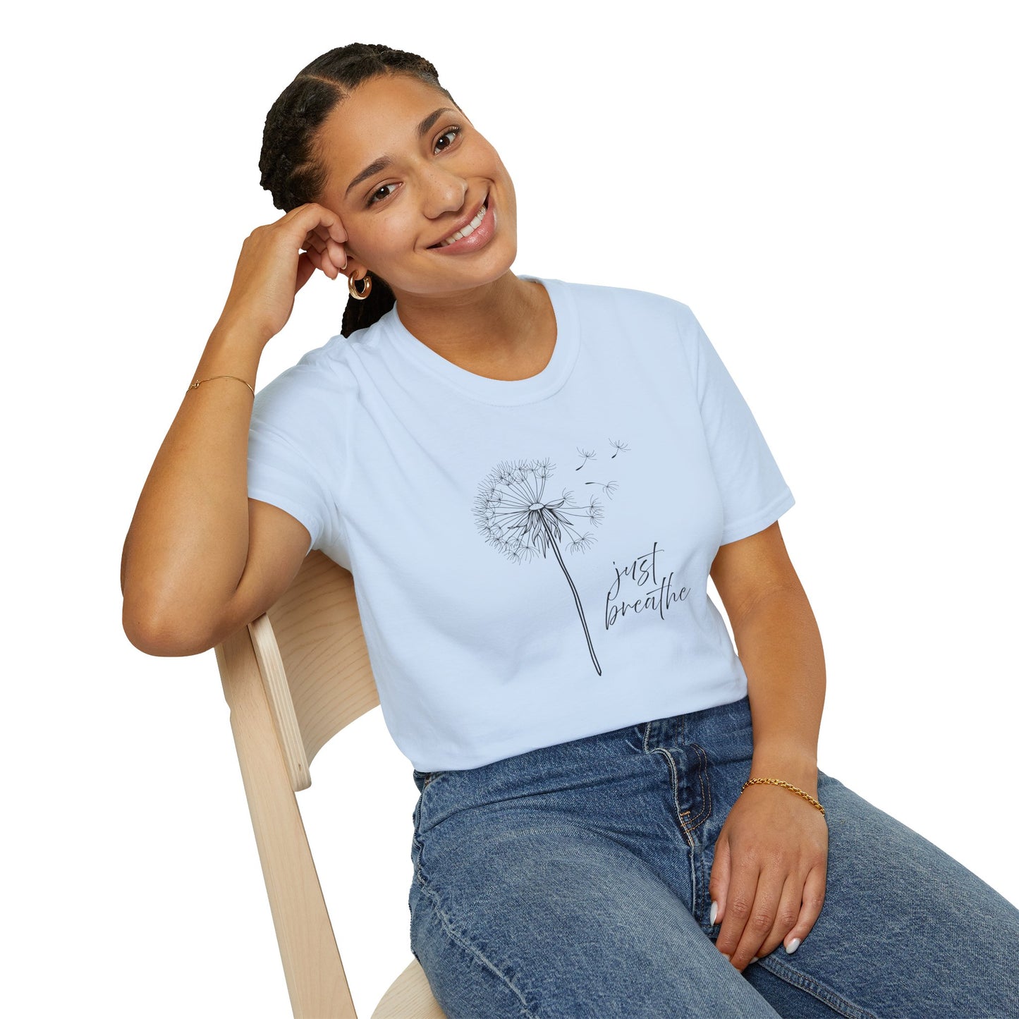 Unisex Softstyle T-Shirt with 'Just Breathe' Design - Relaxed Fit Tee for Mindfulness, Gift for Yoga Lovers, Relaxation Apparel, [...]