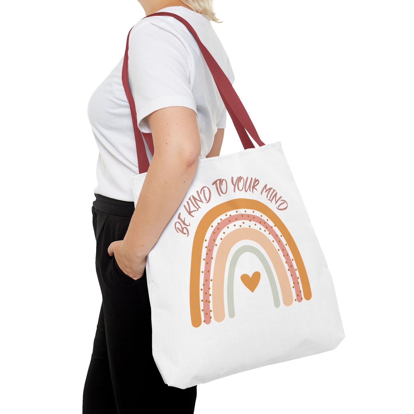 Rainbow Motivational Tote Bag, Eco-Friendly Shopper, Mindfulness Gift, Everyday Carryall, Inspirational Bag, Cute Rainbows
