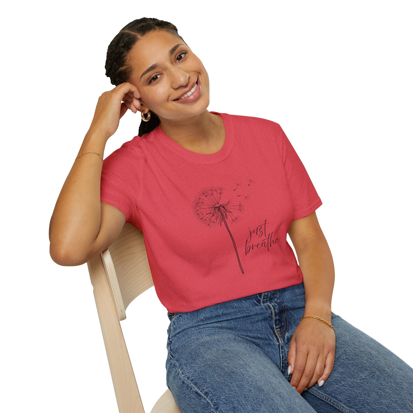 Unisex Softstyle T-Shirt with 'Just Breathe' Design - Relaxed Fit Tee for Mindfulness, Gift for Yoga Lovers, Relaxation Apparel, [...]