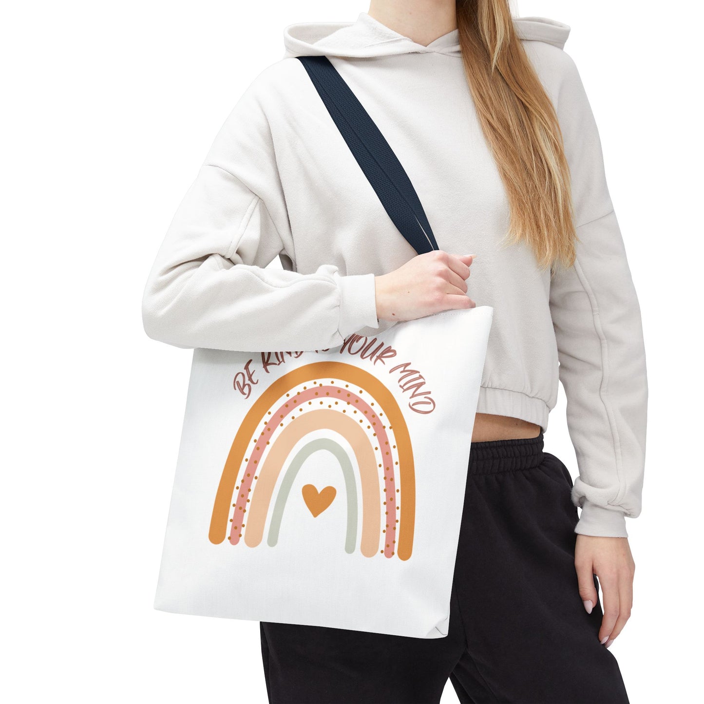 Rainbow Motivational Tote Bag, Eco-Friendly Shopper, Mindfulness Gift, Everyday Carryall, Inspirational Bag, Cute Rainbows