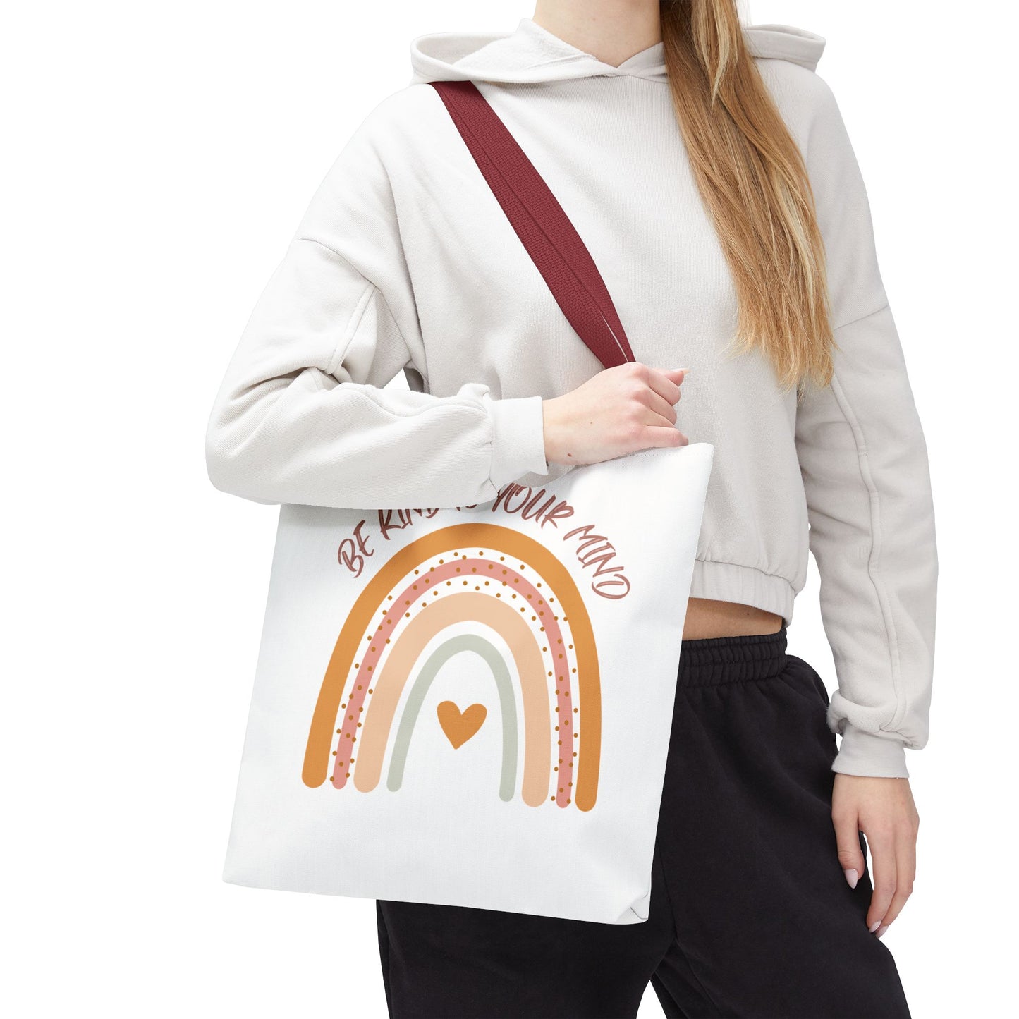 Rainbow Motivational Tote Bag, Eco-Friendly Shopper, Mindfulness Gift, Everyday Carryall, Inspirational Bag, Cute Rainbows