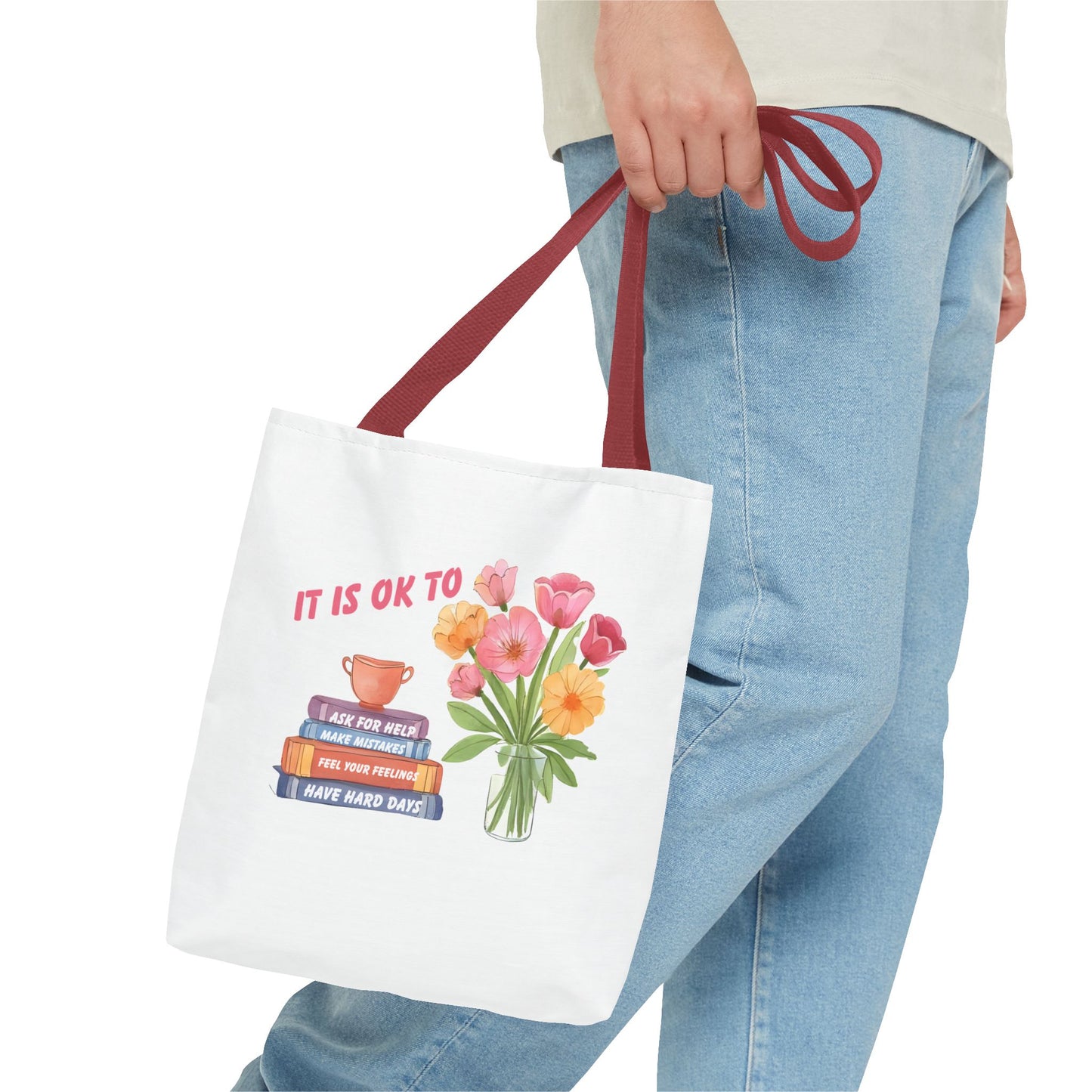 Floral Motivational Tote Bag | Inspirational Gift, Book Lover, Flower Design, Everyday Use, Eco-Friendly