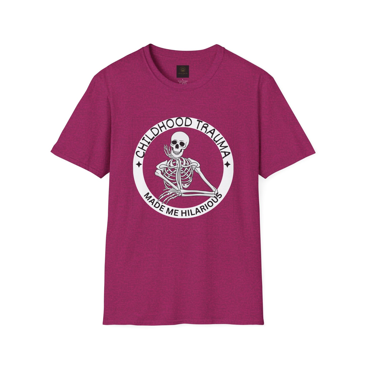Funny Skeleton T-Shirt - Childhood Trauma Made Me Hilarious, Unisex Softstyle Tee