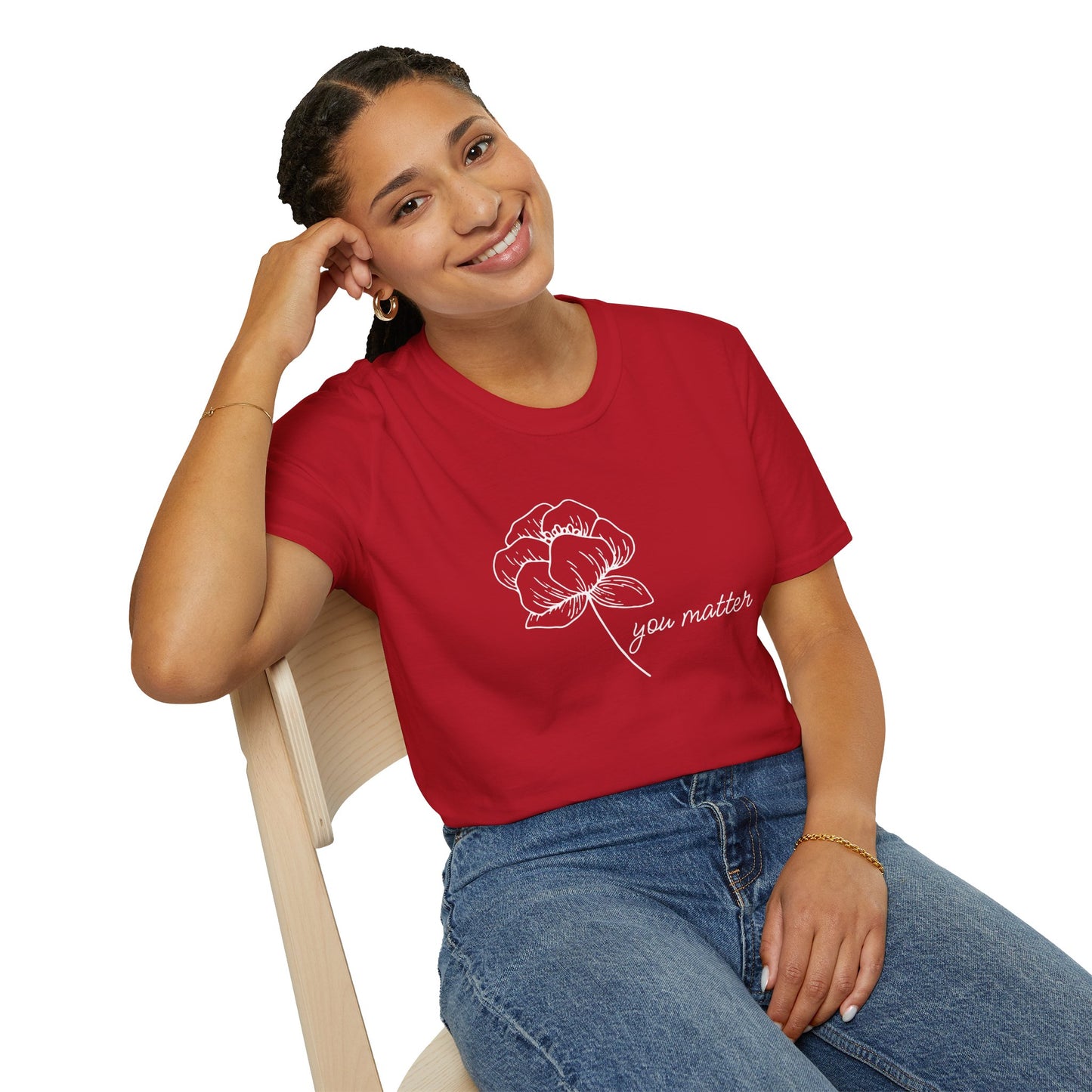 You Matter Floral Unisex T-Shirt | Inspirational Gift for Friends, Self-Care, Casual Wear, Everyday Comfort, Motivational Apparel