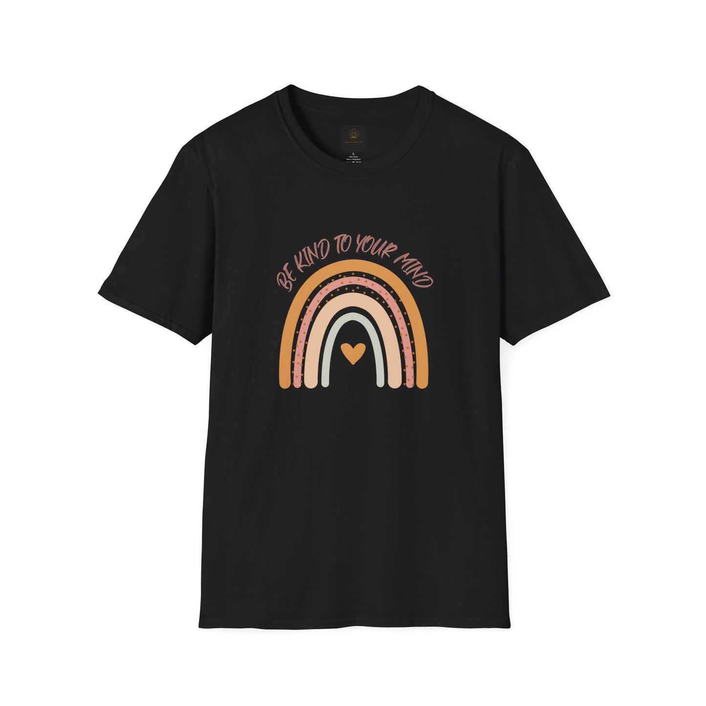 Unisex Softstyle T-Shirt with 'Be Kind to Your Mind' Rainbow Design, Motivational Apparel, Gift for Mental Health Awareness, Self-Care [...]