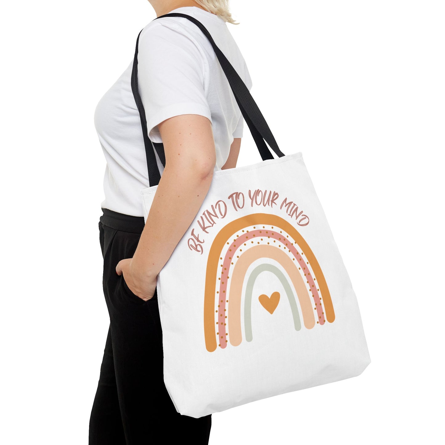 Rainbow Motivational Tote Bag, Eco-Friendly Shopper, Mindfulness Gift, Everyday Carryall, Inspirational Bag, Cute Rainbows