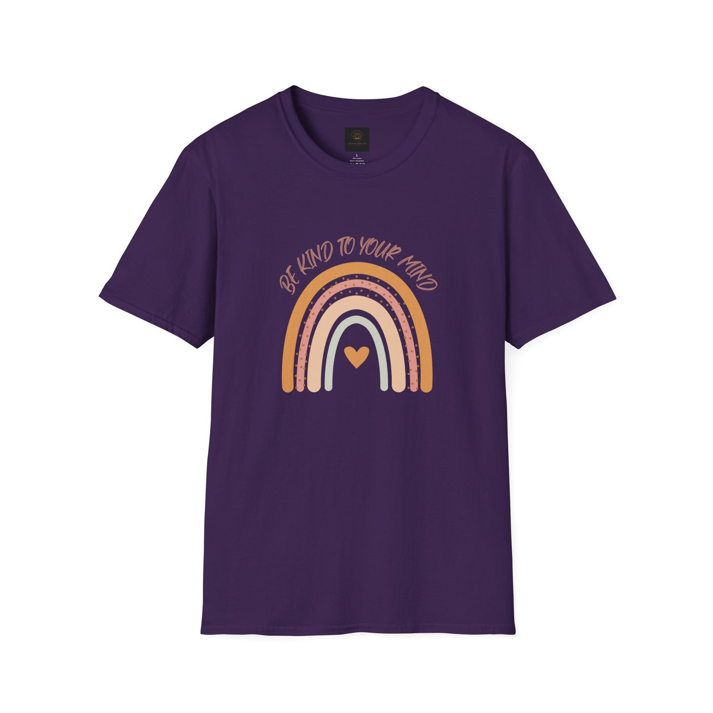 Unisex Softstyle T-Shirt with 'Be Kind to Your Mind' Rainbow Design, Motivational Apparel, Gift for Mental Health Awareness, Self-Care [...]