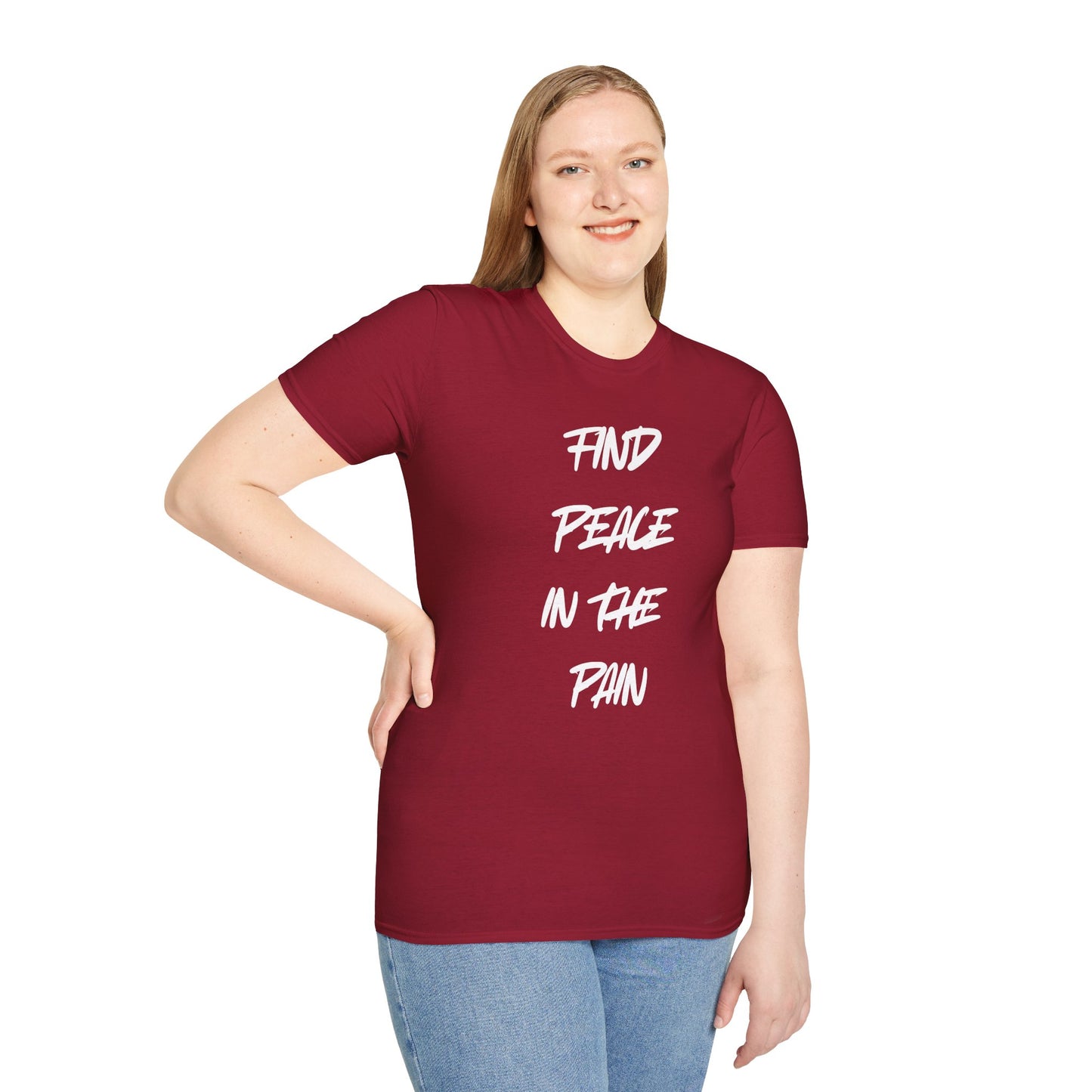 Find Peace in the Pain Unisex Softstyle T-Shirt - Empowering Tee for Mindfulness, Stress Relief, Self-Care, Gift for Friends, [...]