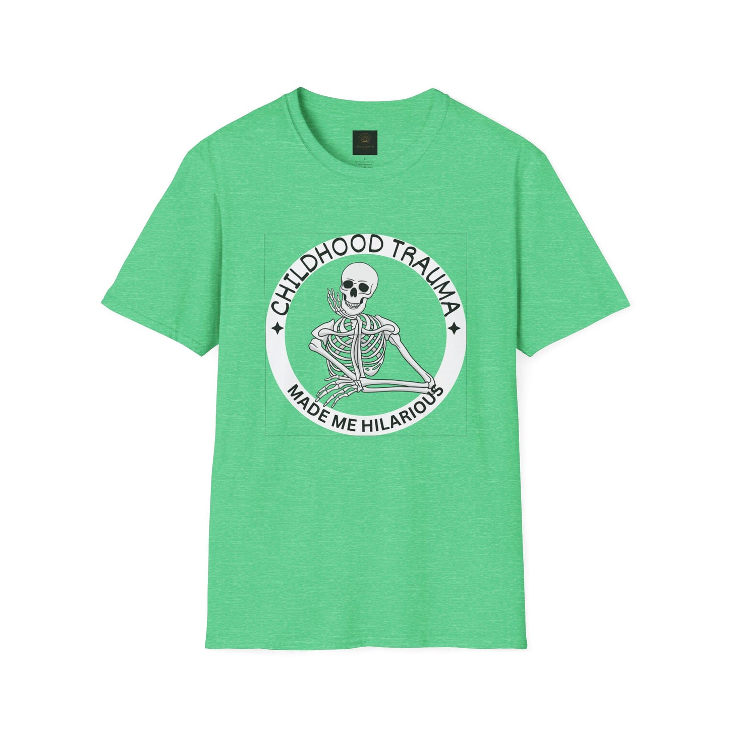 Funny Skeleton T-Shirt - Childhood Trauma Made Me Hilarious, Unisex Softstyle Tee