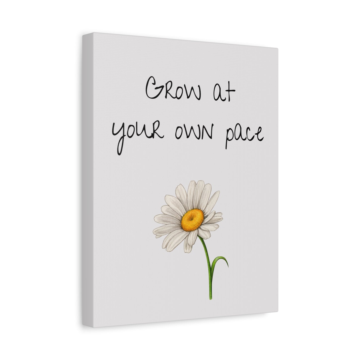 Motivational Canvas Art: "Grow at Your Own Pace" Inspirational Wall Decor, Home Office, Gift for Students, Flower Design