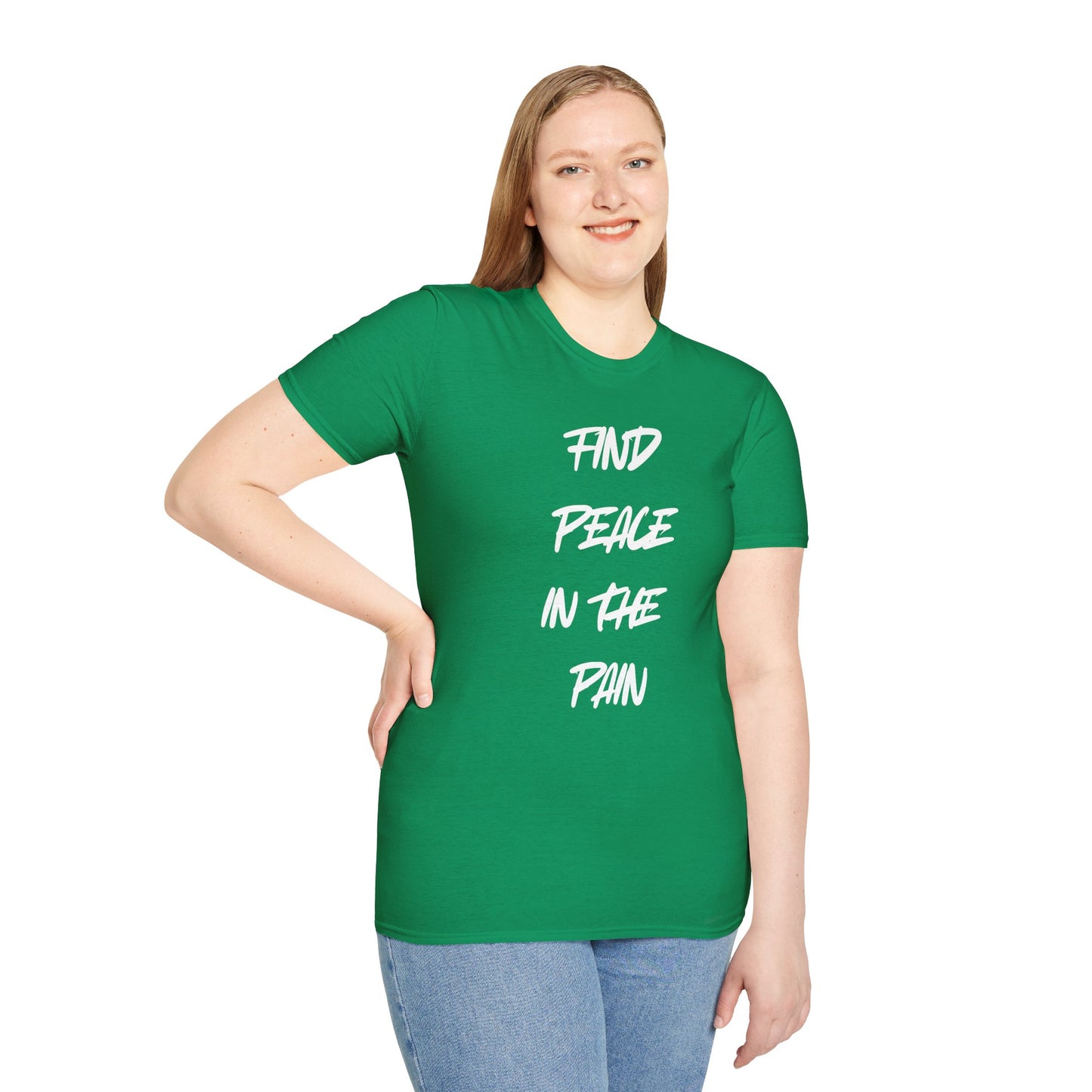Find Peace in the Pain Unisex Softstyle T-Shirt - Empowering Tee for Mindfulness, Stress Relief, Self-Care, Gift for Friends, [...]