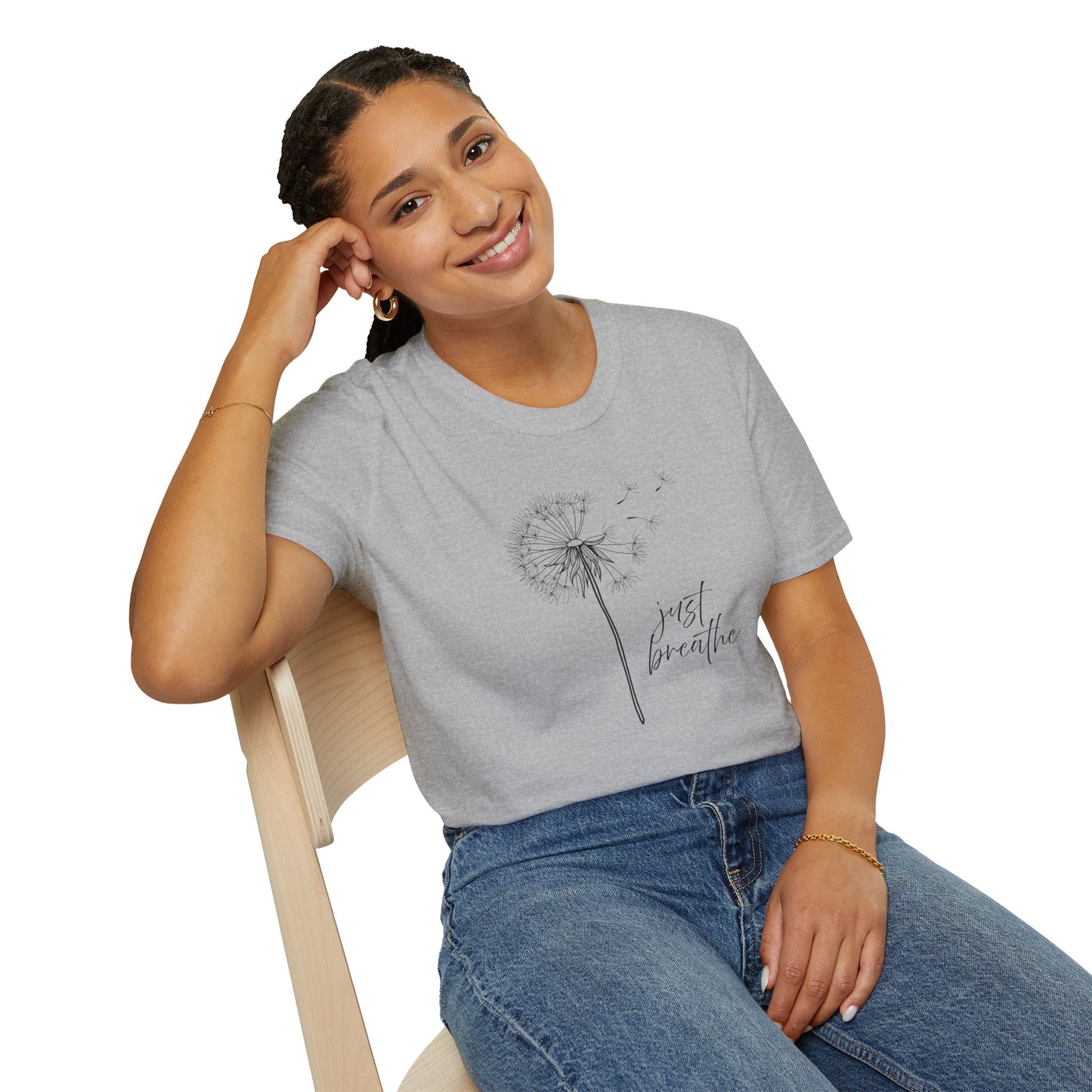 Unisex Softstyle T-Shirt with 'Just Breathe' Design - Relaxed Fit Tee for Mindfulness, Gift for Yoga Lovers, Relaxation Apparel, [...]