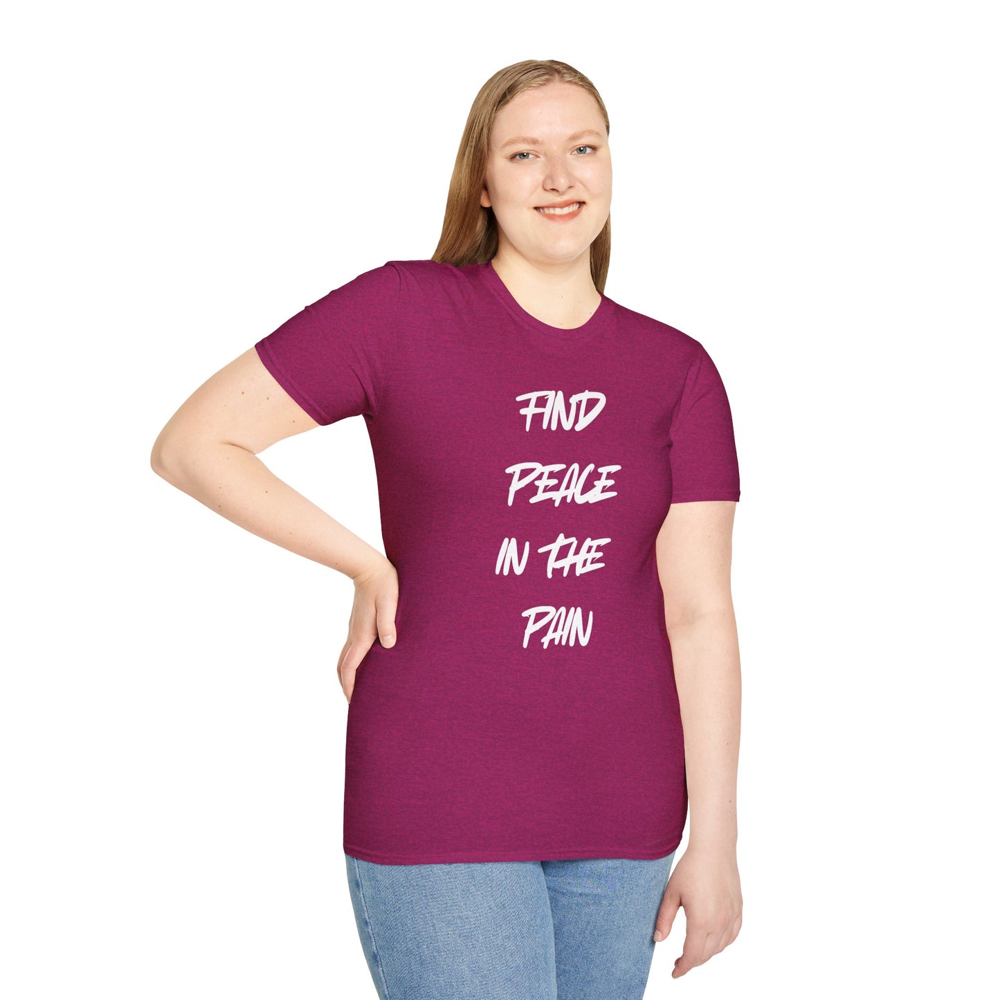 Find Peace in the Pain Unisex Softstyle T-Shirt - Empowering Tee for Mindfulness, Stress Relief, Self-Care, Gift for Friends, [...]