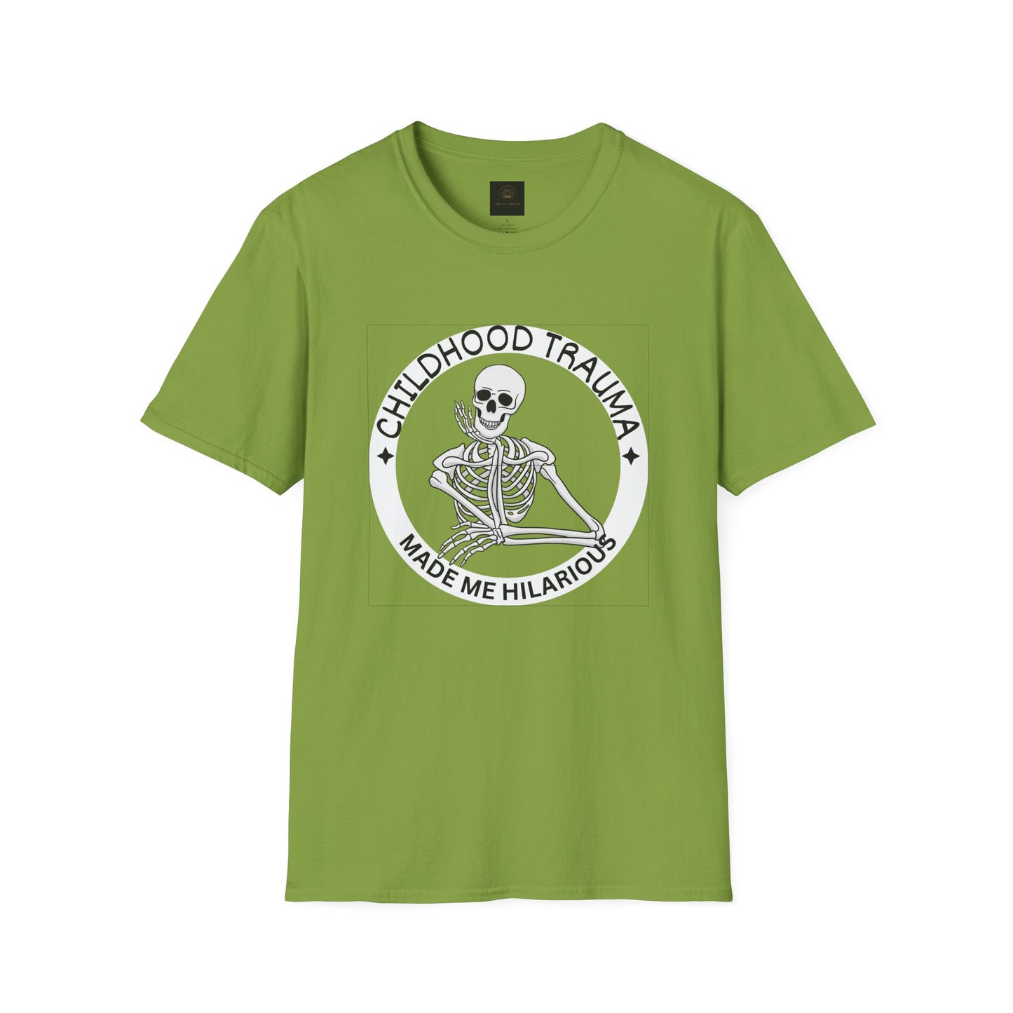 Funny Skeleton T-Shirt - Childhood Trauma Made Me Hilarious, Unisex Softstyle Tee