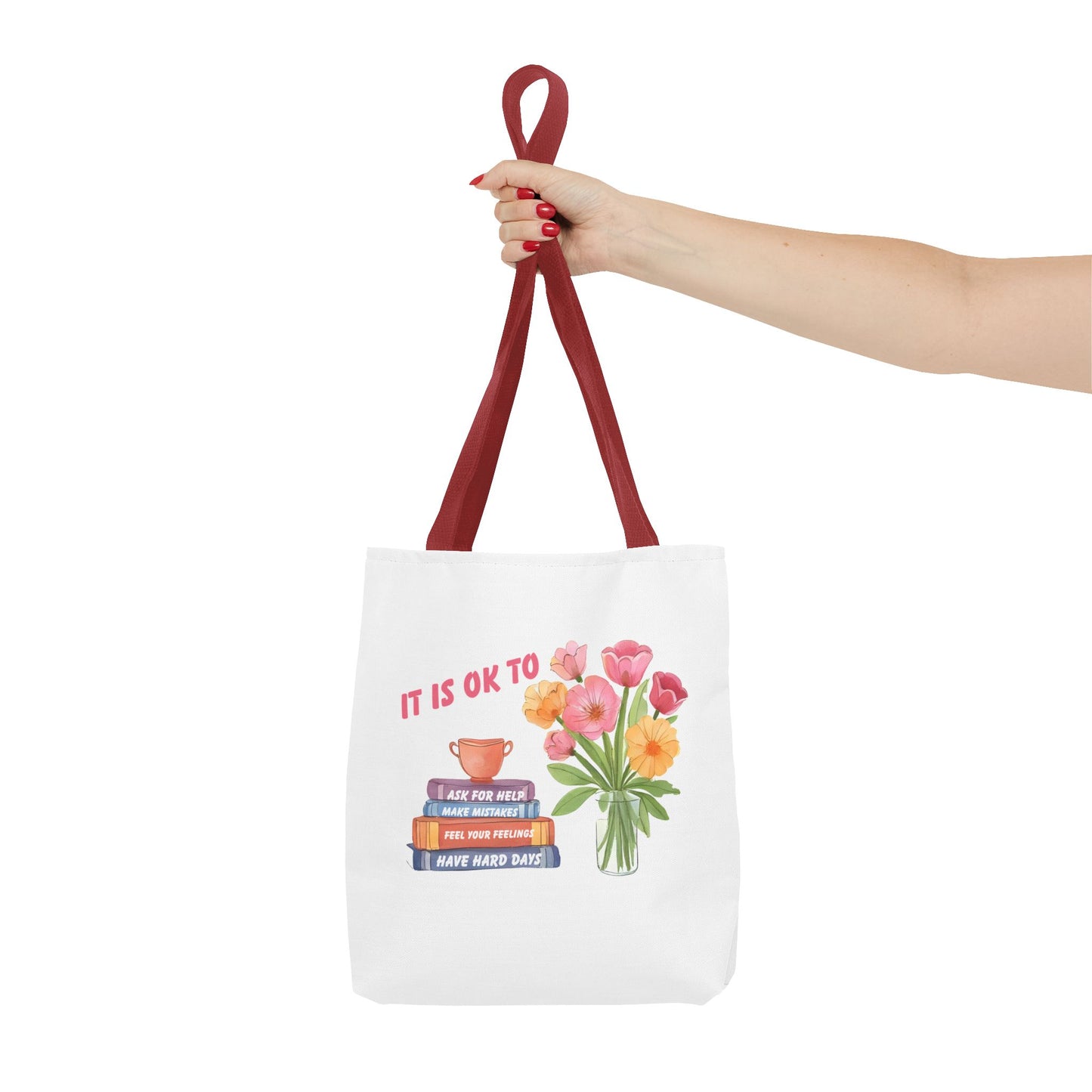 Floral Motivational Tote Bag | Inspirational Gift, Book Lover, Flower Design, Everyday Use, Eco-Friendly