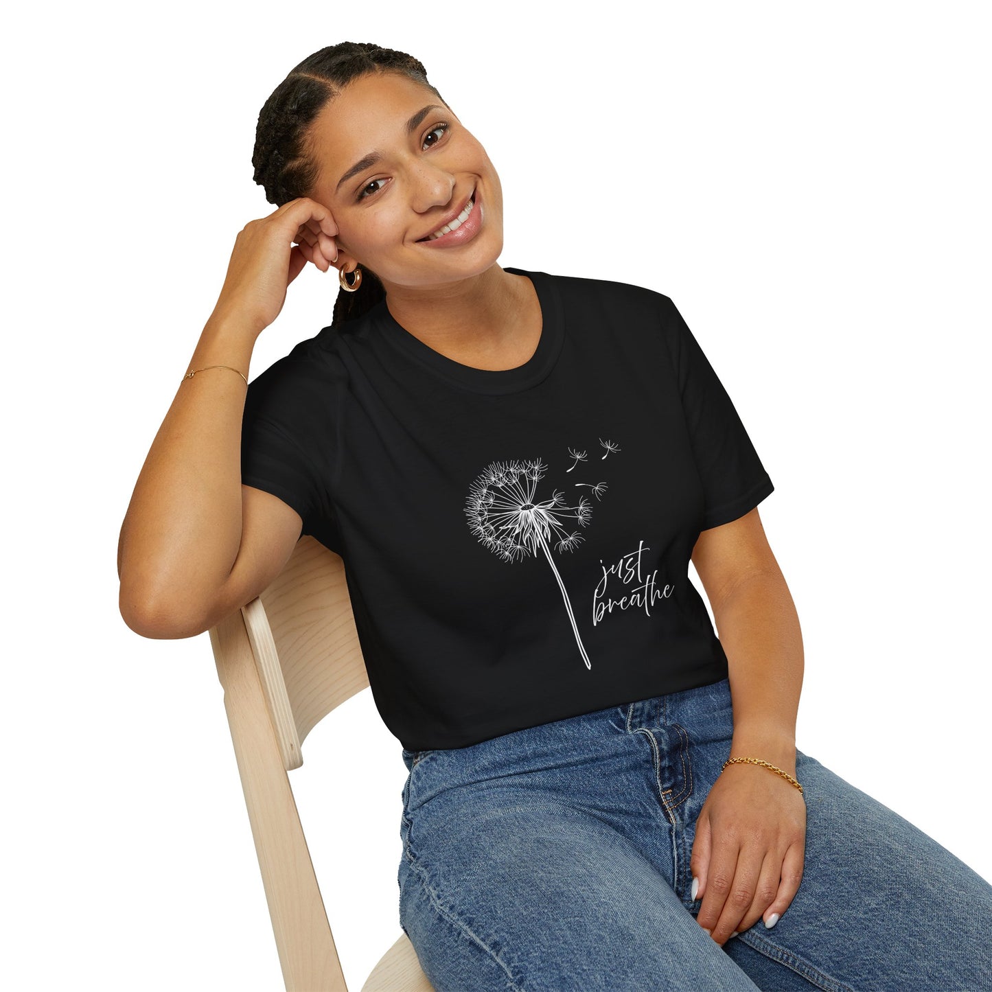 Unisex Softstyle T-Shirt with 'Just Breathe' Design - Relaxed Fit Tee for Mindfulness, Gift for Yoga Lovers, Relaxation Apparel, [...]