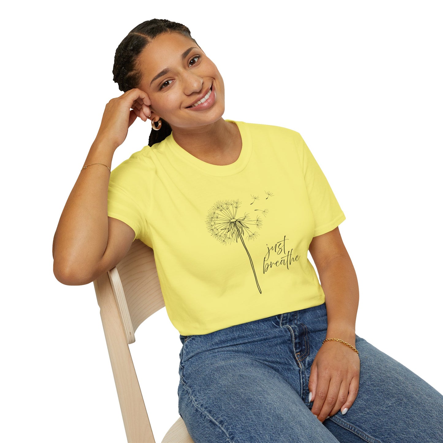 Unisex Softstyle T-Shirt with 'Just Breathe' Design - Relaxed Fit Tee for Mindfulness, Gift for Yoga Lovers, Relaxation Apparel, [...]