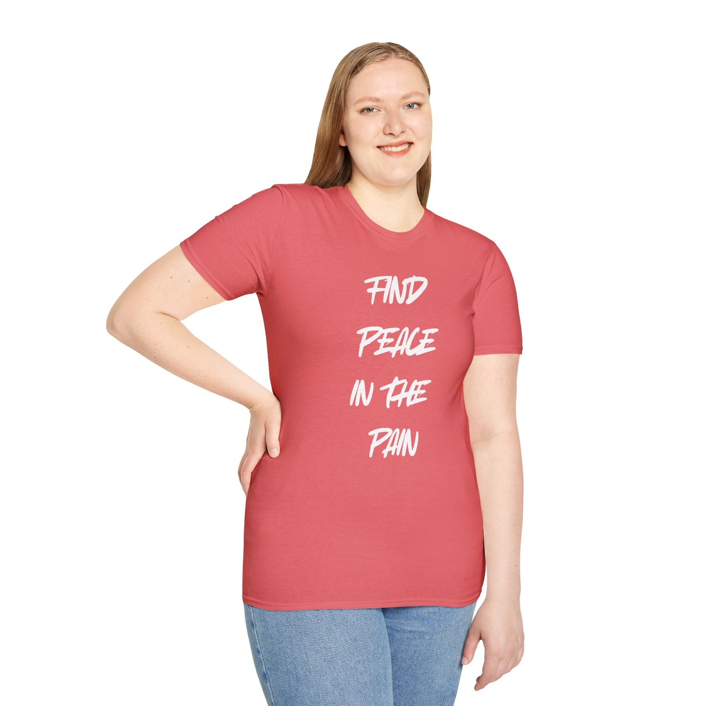 Find Peace in the Pain Unisex Softstyle T-Shirt - Empowering Tee for Mindfulness, Stress Relief, Self-Care, Gift for Friends, [...]