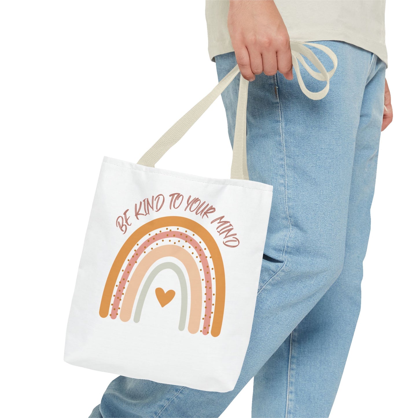 Rainbow Motivational Tote Bag, Eco-Friendly Shopper, Mindfulness Gift, Everyday Carryall, Inspirational Bag, Cute Rainbows