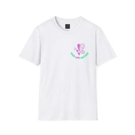 Butterfly Awareness T-Shirt | Unisex Softstyle Tee | No Story Should End Too Soon | Inspirational Gift for Support, Hope, and Remembrance