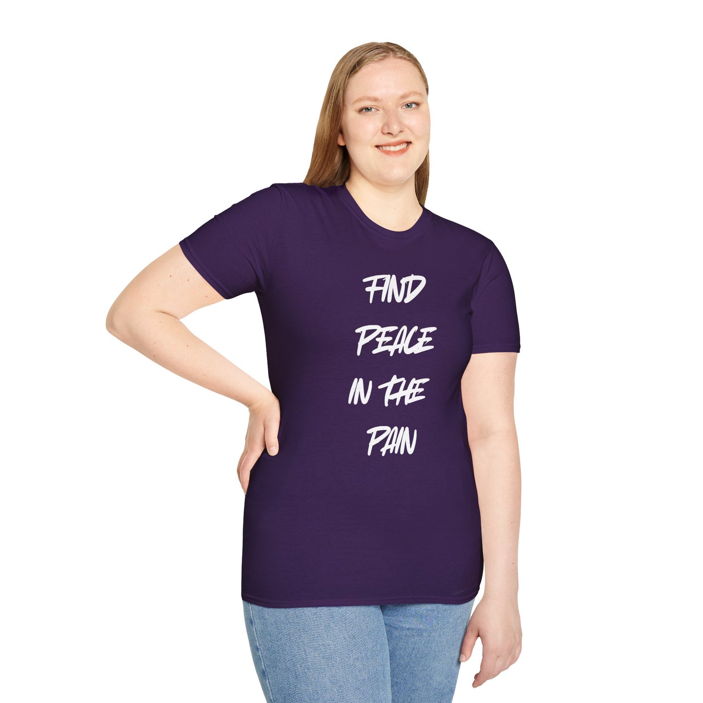 Find Peace in the Pain Unisex Softstyle T-Shirt - Empowering Tee for Mindfulness, Stress Relief, Self-Care, Gift for Friends, [...]