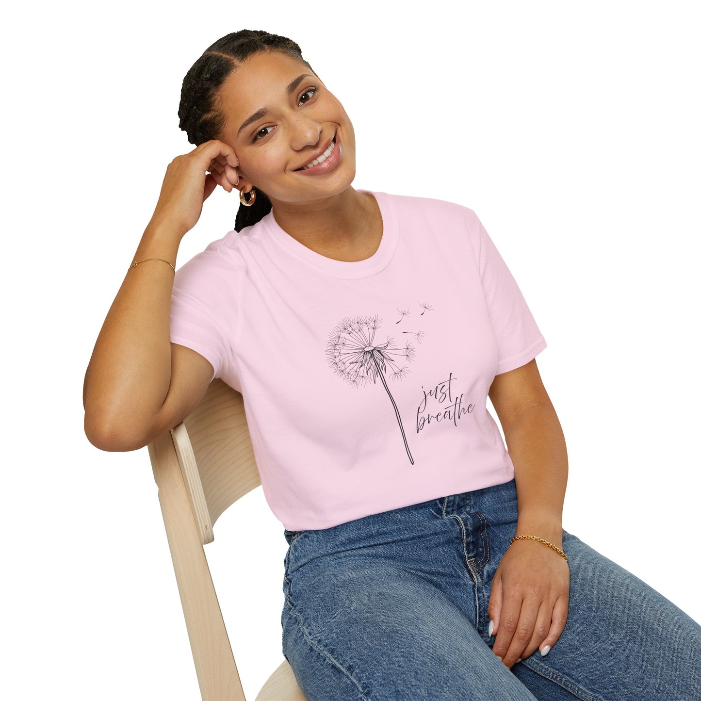 Unisex Softstyle T-Shirt with 'Just Breathe' Design - Relaxed Fit Tee for Mindfulness, Gift for Yoga Lovers, Relaxation Apparel, [...]