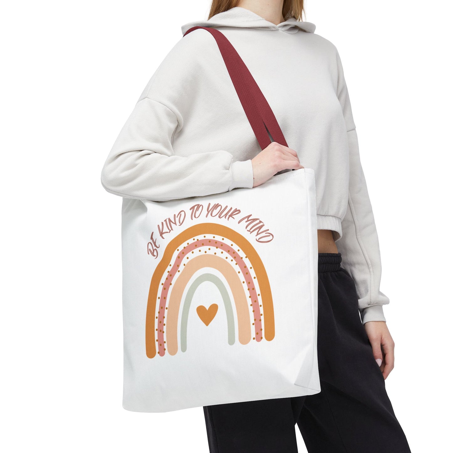 Rainbow Motivational Tote Bag, Eco-Friendly Shopper, Mindfulness Gift, Everyday Carryall, Inspirational Bag, Cute Rainbows