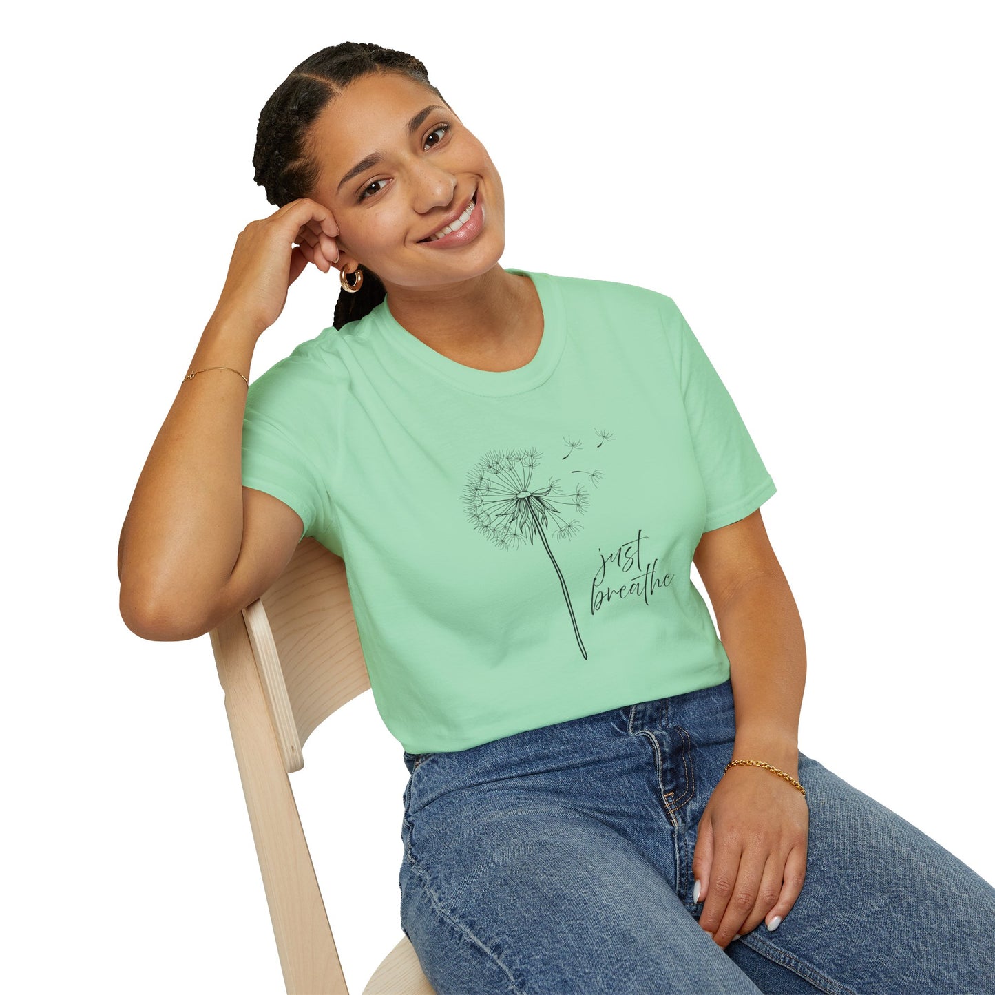 Unisex Softstyle T-Shirt with 'Just Breathe' Design - Relaxed Fit Tee for Mindfulness, Gift for Yoga Lovers, Relaxation Apparel, [...]