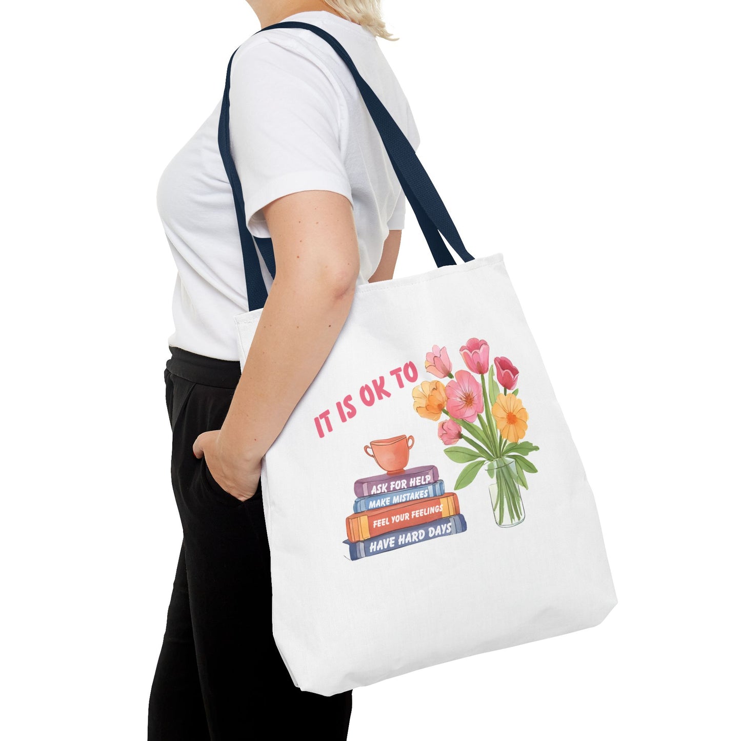 Floral Motivational Tote Bag | Inspirational Gift, Book Lover, Flower Design, Everyday Use, Eco-Friendly
