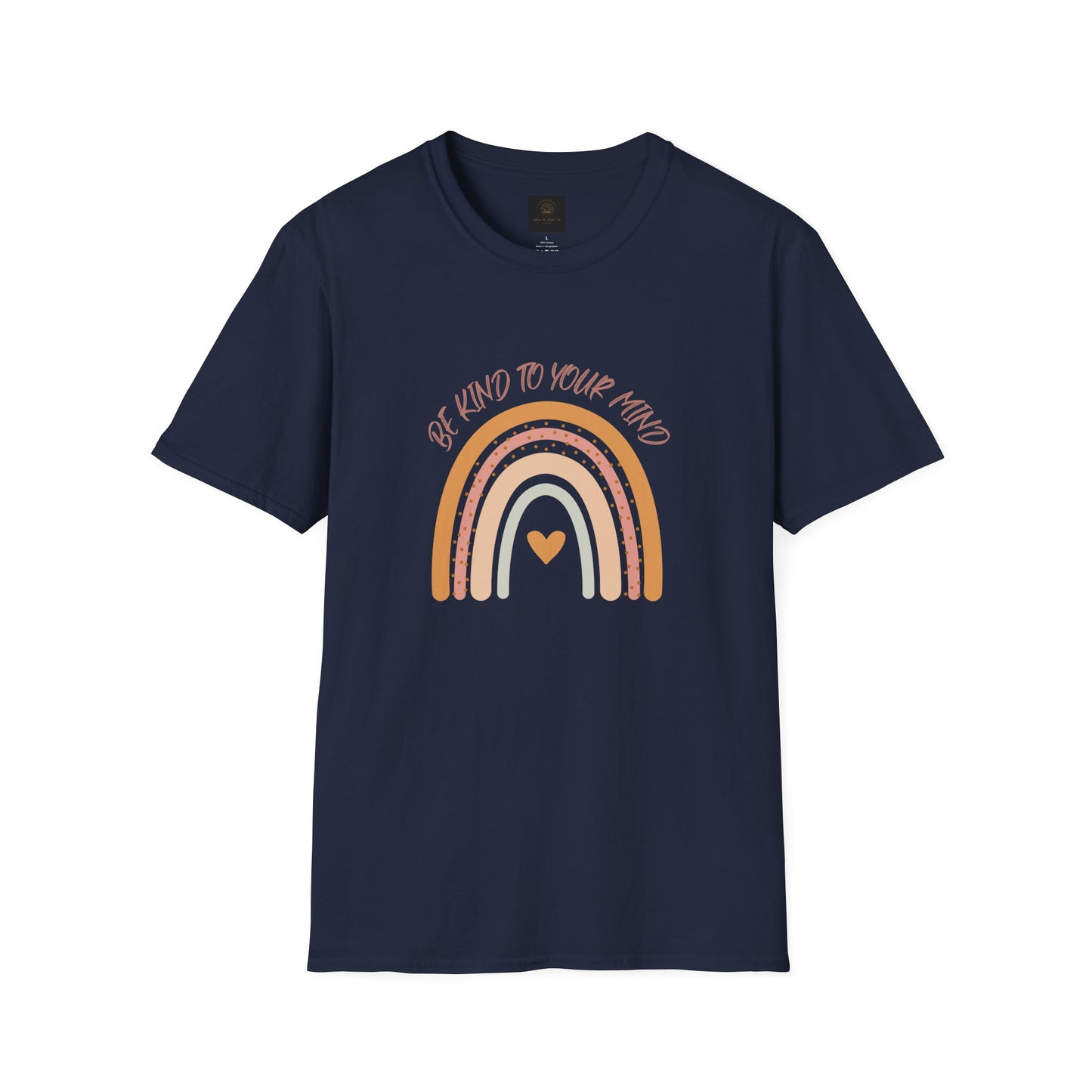Unisex Softstyle T-Shirt with 'Be Kind to Your Mind' Rainbow Design, Motivational Apparel, Gift for Mental Health Awareness, Self-Care [...]