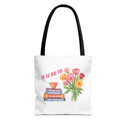Floral Motivational Tote Bag | Inspirational Gift, Book Lover, Flower Design, Everyday Use, Eco-Friendly