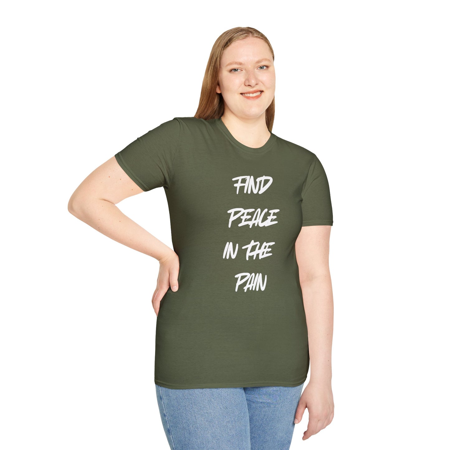 Find Peace in the Pain Unisex Softstyle T-Shirt - Empowering Tee for Mindfulness, Stress Relief, Self-Care, Gift for Friends, [...]