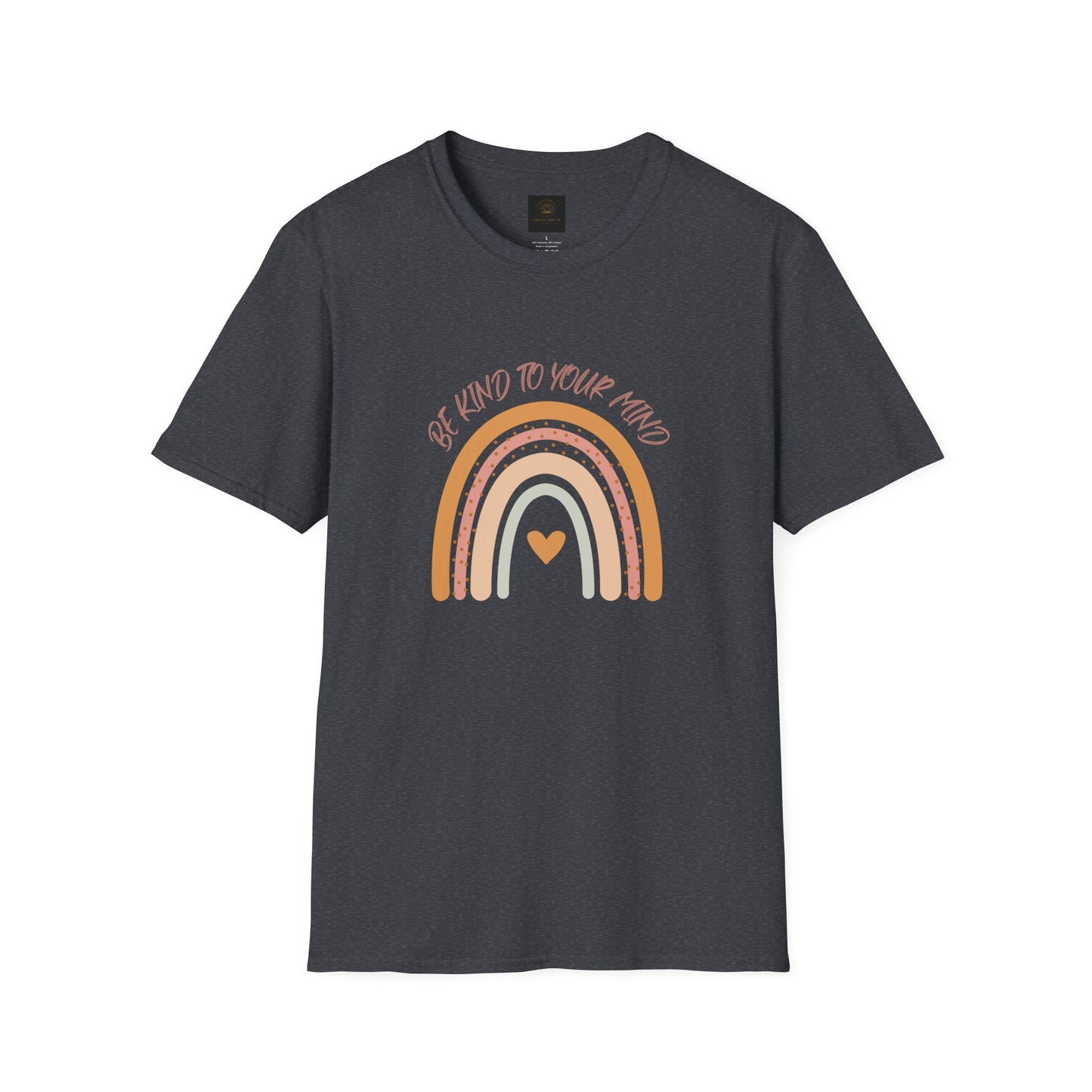 Unisex Softstyle T-Shirt with 'Be Kind to Your Mind' Rainbow Design, Motivational Apparel, Gift for Mental Health Awareness, Self-Care [...]