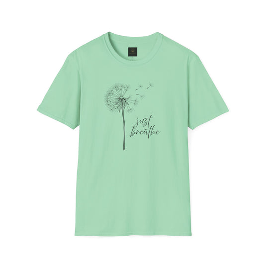 Unisex Softstyle T-Shirt with 'Just Breathe' Design - Relaxed Fit Tee for Mindfulness, Gift for Yoga Lovers, Relaxation Apparel, [...]