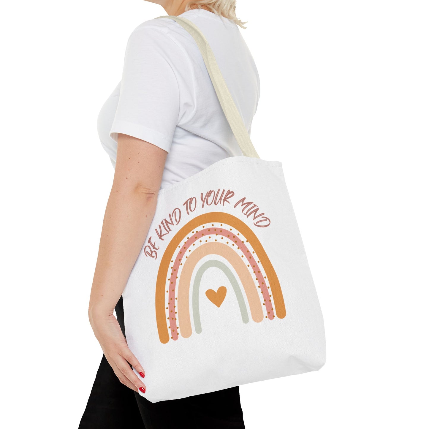 Rainbow Motivational Tote Bag, Eco-Friendly Shopper, Mindfulness Gift, Everyday Carryall, Inspirational Bag, Cute Rainbows