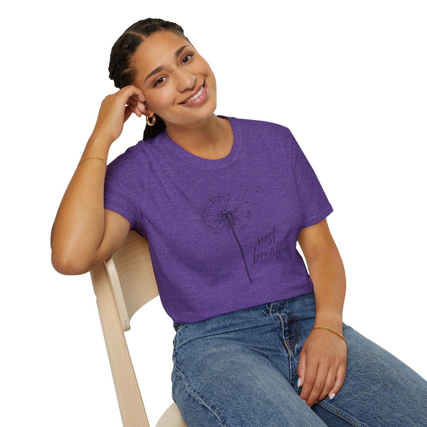 Unisex Softstyle T-Shirt with 'Just Breathe' Design - Relaxed Fit Tee for Mindfulness, Gift for Yoga Lovers, Relaxation Apparel, [...]